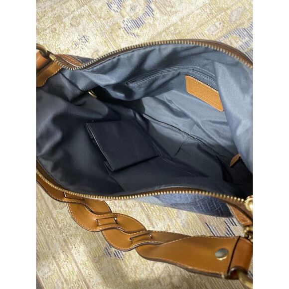 Vintage Y2K Coach Denim Blue 
Signature “C” Print Hobo Bag with Brass Hardware - Picture 6 of 7